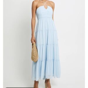 Elegant Light Blue Maxi Dress